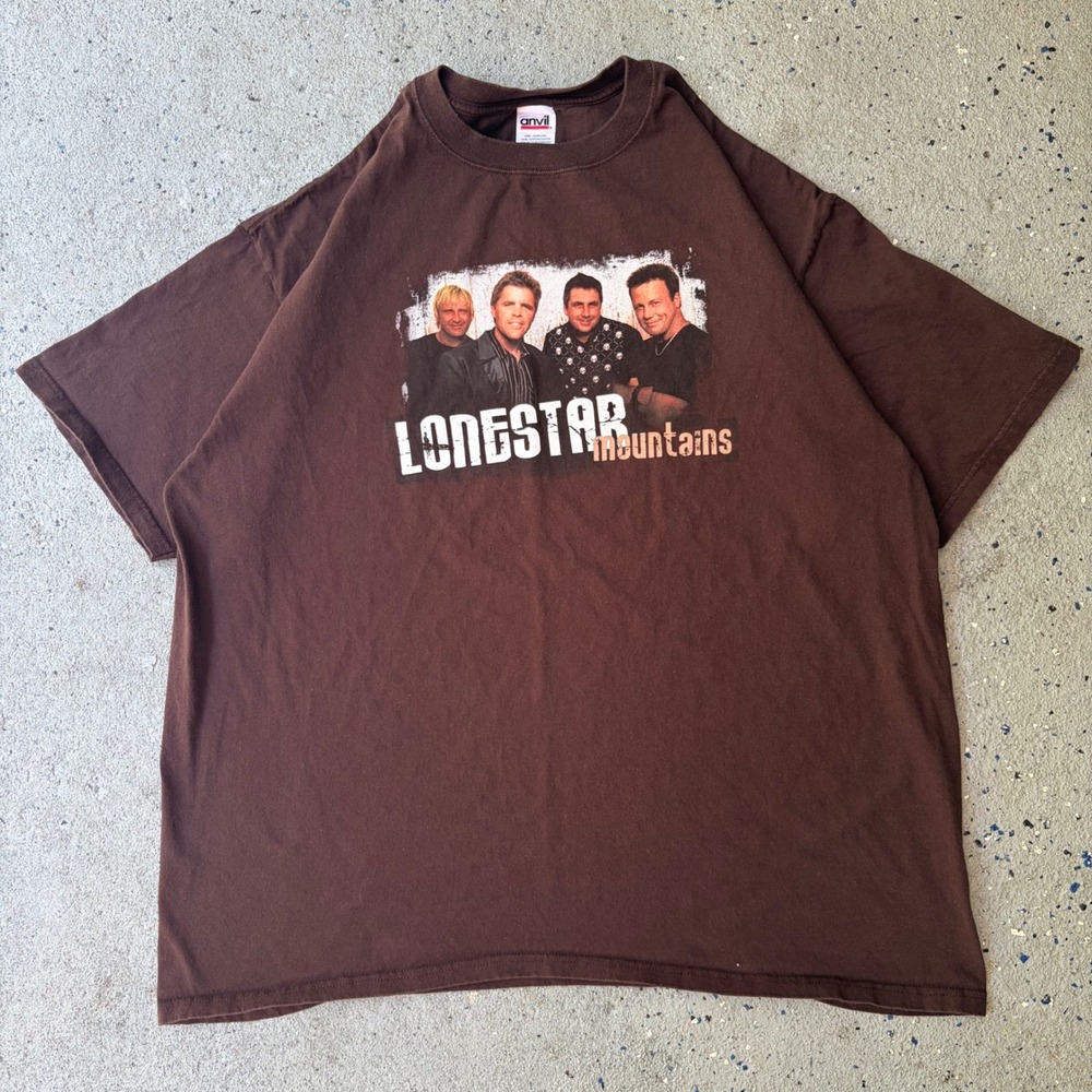 Vintage Lonestar Mountains 2004 Tour Shirt Brown Anvil Mens 2XL Graphic Tee
